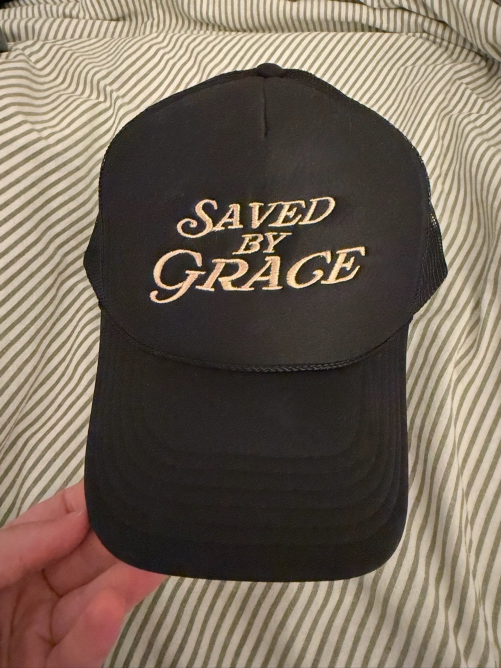 Black Embroidered Trucker Hat